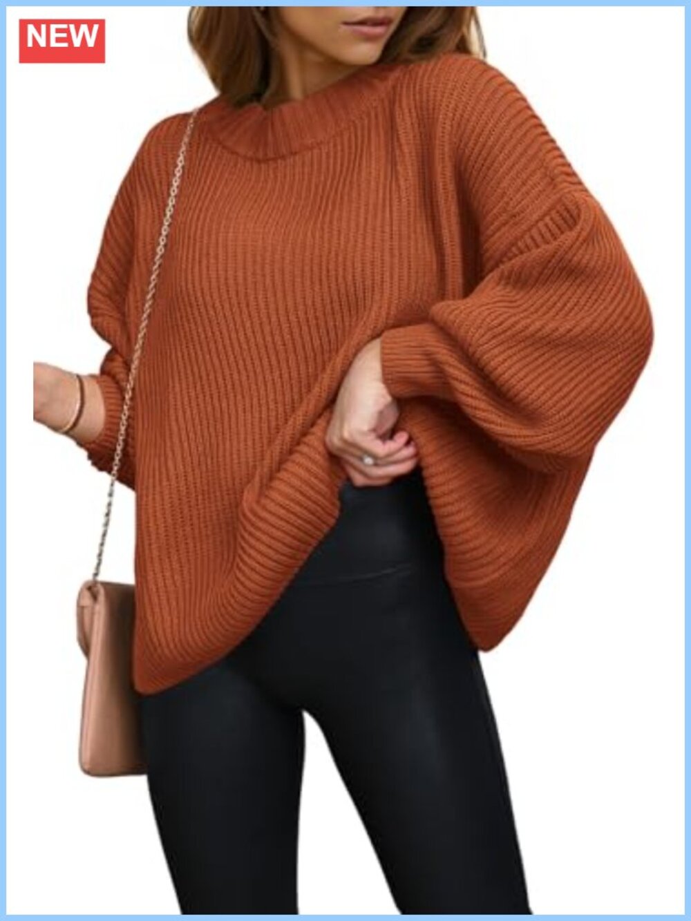 Womens Oversized Chunky Knit Crewneck Pullover Sweater Long Sleeve